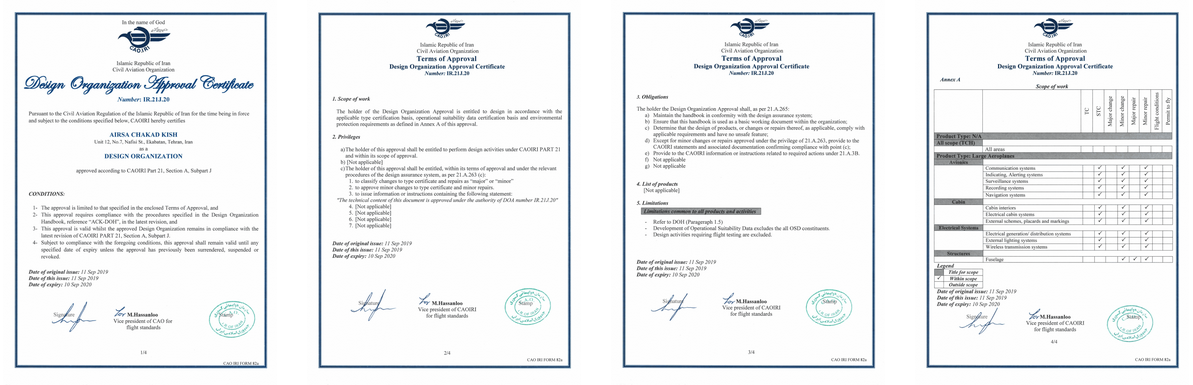 Airsa received the CAO.IRI DOA certificate